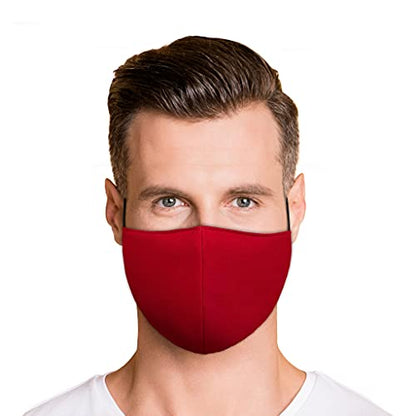 Washable Face Mask with Non-Adjustable Ear Loops & Nose Wire - color: Solid Deep Red