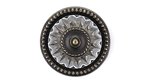 Richelieu Crystal Cabinet Knob, 1-5/16 Inch, Montreuil Collection, BP16063244BB, Burnished Brass - size: 1 Count (Pack of 1)