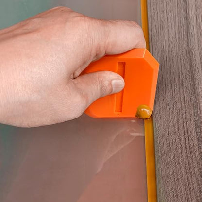 Quacc 4 PCS Caulking Tool Set, Reusable Sealant Grout Finishing Tools Caulk Removal Applicator for Kitchen, Bathroom, Window, Floor, Sink Joint - Orange