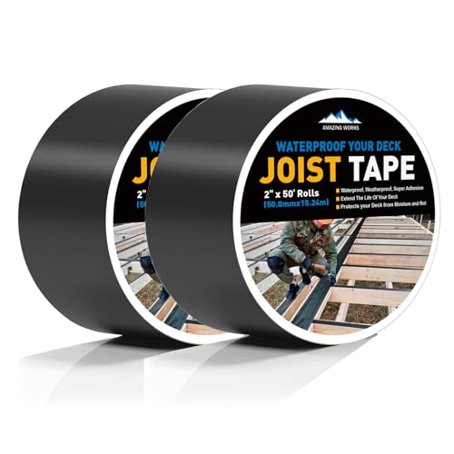 Joist Tape for Decking - Heavy Duty Joist Tape, 2 x 50' Waterproof & Weatherproof Deck Flashing Tape Protects The Top of The Joist, Beam from Moisture and Rot (2" x 50', 2 Pack) - size: 2" x 50', 2-Pack