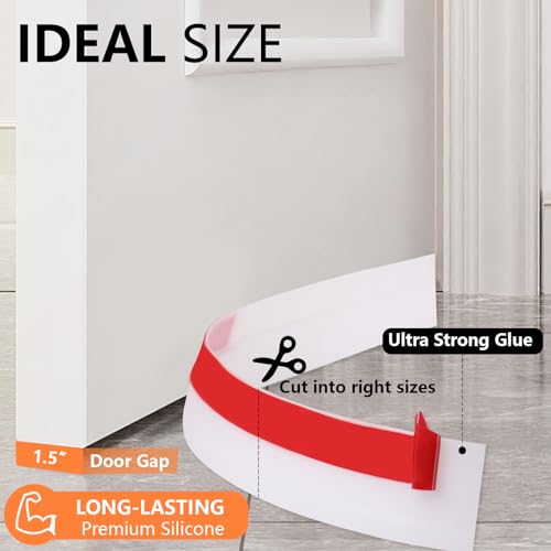 4Pcs Door Draft Stopper, Under Door Sweep Adjustable Weather Stripping Door Seal, Door Bottom Seal Blocker Noise Cold Air Insulation 2" W x 39" L