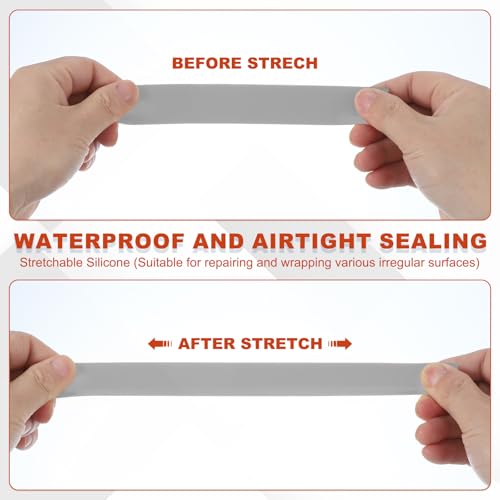 uxcell 2 Pcs Self Fusing Silicone Tape, 1" x 10ft Waterproof Water Leak Sealing Tape for Plumbing Pipe Hose Repair Handles, Grey - color: Grey, size: 1" x 10ft