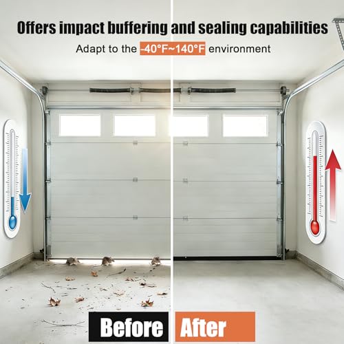 Garage Door Seals Bottom Rubber – 10FT EPDM Weatherproof Seal with Pre-Drilled Aluminum Track Retainer Kit, Fits 8-20FT Doors, Rodent Proof, Noise Reducing (1.57" Width, Black) - size: With Aluminum Track - 10 Ft