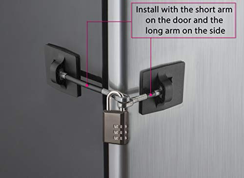Refrigerator Lock (Black with Black Combination Padlock) - color: 1-Pack, Black with Black Combination Padlock