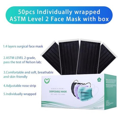 Disposable Face Mask 4-Ply for Adult, Soft Face Masks, Breathable Safety Mask… - color: Black1