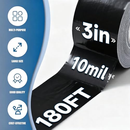 Outdoor Waterproof Repair Tape, Heavy Duty UV Proof Patch for RV, Awning, Tent, Tarp, Boat Cover and Fabric Repair, Black 3 in x 180 ft - size: 3 inches x 180 ft