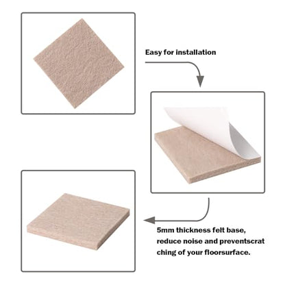Beige Square Self Stick Furniture Pads, Non Slip Anti Scratches Felt Pads Floors Protector, 12 PCS, 1 Inch * 1 Inch - size: 1 Inch * 1 Inch