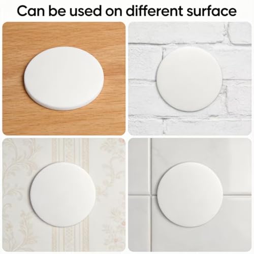Wall-Mounted Door Stoppers, White Silicone Door Bumpers with Adhesive, Noise Reducing Door Knob Wall Protector Guards, 3.1 Inch, 4 Pack