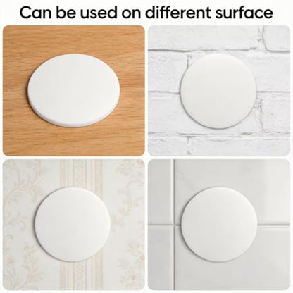 Wall-Mounted Door Stoppers, White Silicone Door Bumpers with Adhesive, Noise Reducing Door Knob Wall Protector Guards, 3.1 Inch, 4 Pack