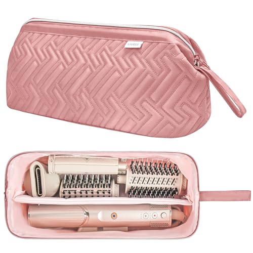 Leudes Hair Tools Travel Bag for Shark Flexstyle Carrying Case Portable Shark Hair Air Wrap Dryer Case Waterproof Dustproof Flat Curling Iron Travel Organizer (Dark Pink) - color: Dark Pink, size: 467.17 cubic inches