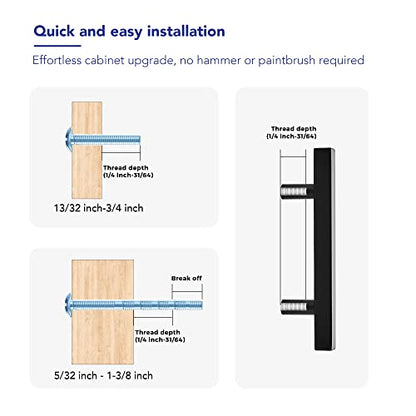 10 Pack Matte Black Cabinet Handles with 3 Inch (76 mm) Hole Center, Square Kitchen Hardware for Cabinets & Drawers, Stainless Steel Pulls, 5 Inch Overall Length - color: Matte Black Square T-Shaped, size: 3" Hole Center