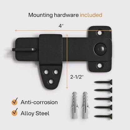 Barn Door Latch - Shed Door Latch - Sliding Barn Door Latches and Catches - Barn Door Lock - Black Wrought Iron Rustic Flip Latch Hardware Kit for Double Doors, Garden Gate, Cabinet, Bar, Pantry