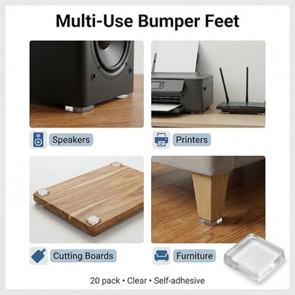 Clear Tall Square Adhesive Rubber Bumper Pads - Rubber Feet for Speakers, Electronics, Furniture, Appliances, Audio Equipment - 50 Pieces - size: 50 Pcs Clear