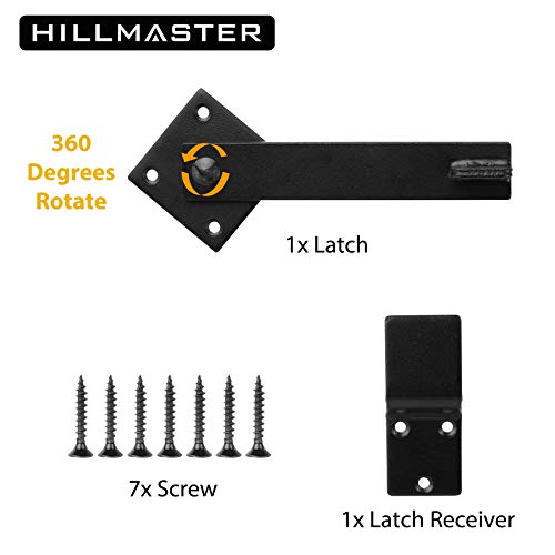 HILLMASTER Sturdy 6" Farm Flip Fence Gate Latch, Barn Door Lock Flip Latch Hardware, Rustic Gate Lock for Cabinet, Shed, Sliding Doors, Matte Black - size: 6in
