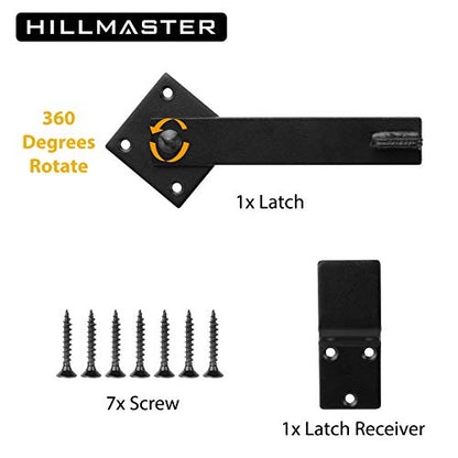 HILLMASTER Sturdy 6" Farm Flip Fence Gate Latch, Barn Door Lock Flip Latch Hardware, Rustic Gate Lock for Cabinet, Shed, Sliding Doors, Matte Black - size: 6in