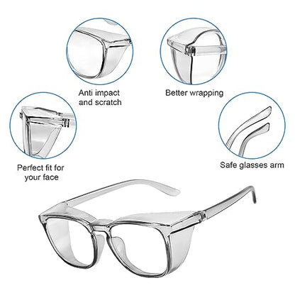 Stylish Safety Glasses Goggles for Women Girls Anti-fog Glasses Protective Eyewear Clear Glasses - color: Blue+tortoise+grey