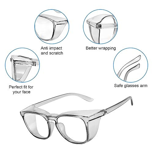 Stylish Safety Glasses Goggles for Women Girls Anti-fog Glasses Protective Eyewear Clear Glasses - color: Grey