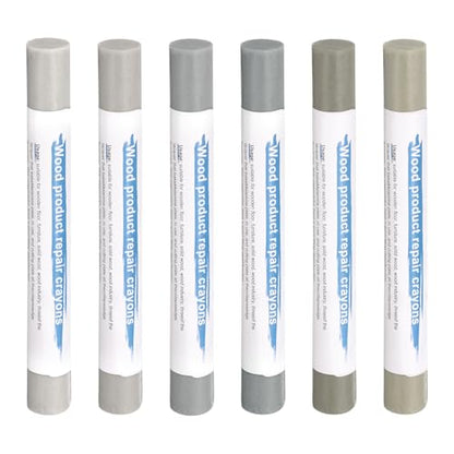 HARFINGTON Wood Filler Sticks 6 Colors Wooden Wax Touch Up Furniture Repair Crayons for Medium Green, Turquoise, Gray, Khaki, Light Khaki, Titanium White - color: Bean Greens Series