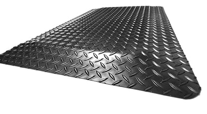 American Classic Diamond Plate Anti-Fatigue Mat – Closed-Cell Polymeric Sponge Base – Industrial Grade, Beveled Safety Edges, 9/16" or 1" Thick – Made in USA (Black, 2'x7'x9/16) - size: 84"L x 24"W x 0.6"Th