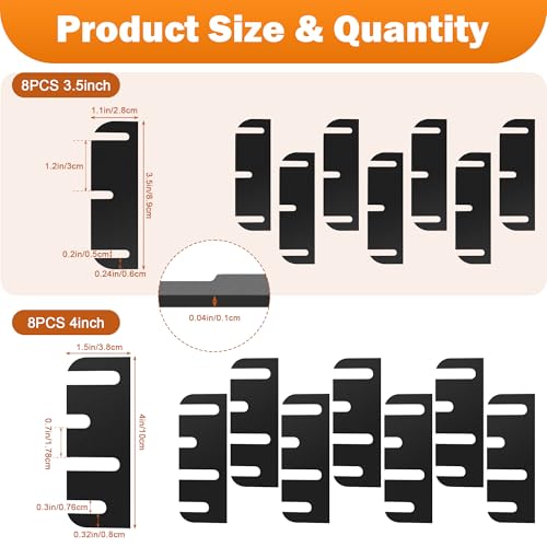 16 Pack Door Hinge Shims for Door Hinge Repair Kit, Coldairsoap 8 Pcs 3.5 Inch & 8 Pcs 4 Inch Plastic Shims Stock for Doors, Cabinets Hinge Repair, 0.04 Inch Thickness (Black)