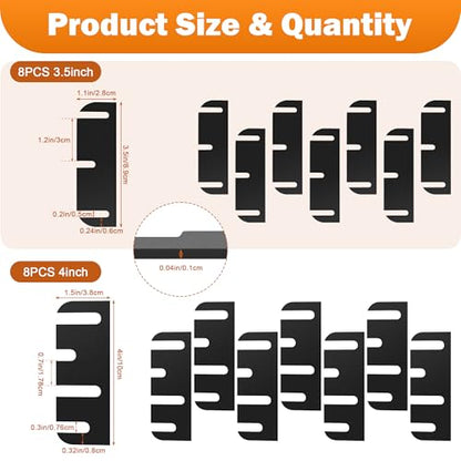 16 Pack Door Hinge Shims for Door Hinge Repair Kit, Coldairsoap 8 Pcs 3.5 Inch & 8 Pcs 4 Inch Plastic Shims Stock for Doors, Cabinets Hinge Repair, 0.04 Inch Thickness (Black)