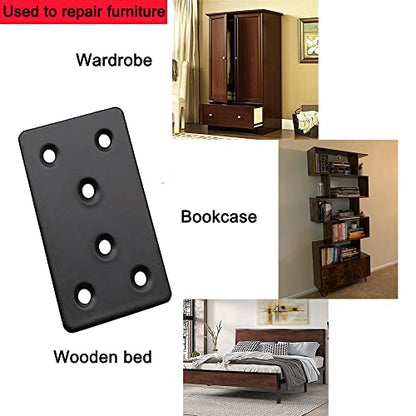 4 PCS Mending Plate Flat Bracket 100x50 mm Heavy Duty Metal Brace Steel Straight Brackets Repair Plate Fixing Bracket for Wood Shelf Cabinet Furniture - size: 4inch