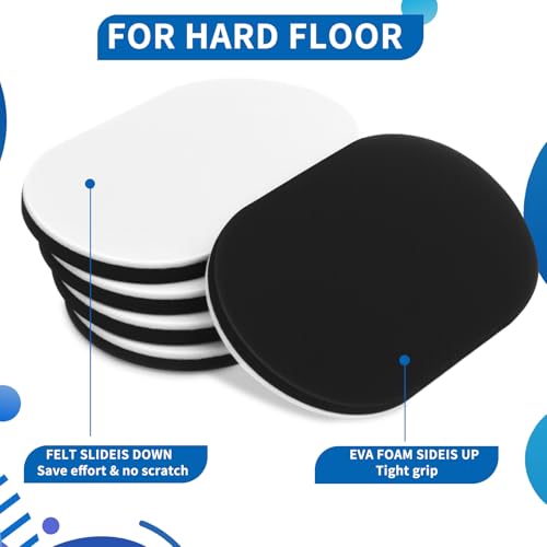 Geelin 20 Pcs Furniture Sliders for Hardwood Floors 3 1/2'' x 6" Felt Oval Reusable Furniture Moving Pads Heavy Duty Felt Sliders for Hard Surfaces Protectors, Effortless Moving Couches Beds