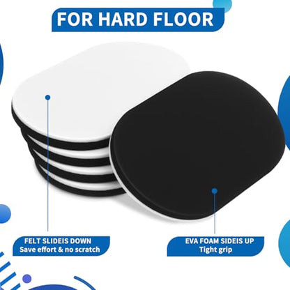 Geelin 20 Pcs Furniture Sliders for Hardwood Floors 3 1/2'' x 6" Felt Oval Reusable Furniture Moving Pads Heavy Duty Felt Sliders for Hard Surfaces Protectors, Effortless Moving Couches Beds