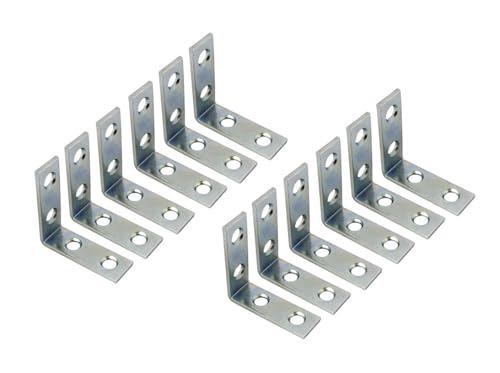 QCAA Angle Bracket Corner Brace Durable Thicker Steel Construction, Zinc Plated, 1-1/2"x1-1/2 x1/2" x1.8 mm, Made in Taiwan, 12 Pack - color: Zinc(1-1/2"), size: 12 Pack