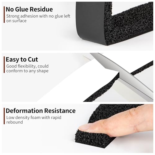 Yotache Maximum Compression Sponge 1" x1/2", Rubber Foam Strip Adhesive for Insulation, Weatherstrip, Gap Blocker, Anti-Vibration, Anti-Collision, 6.5 Feet Long 2Pcs - size: (1"×1/2") 13FT