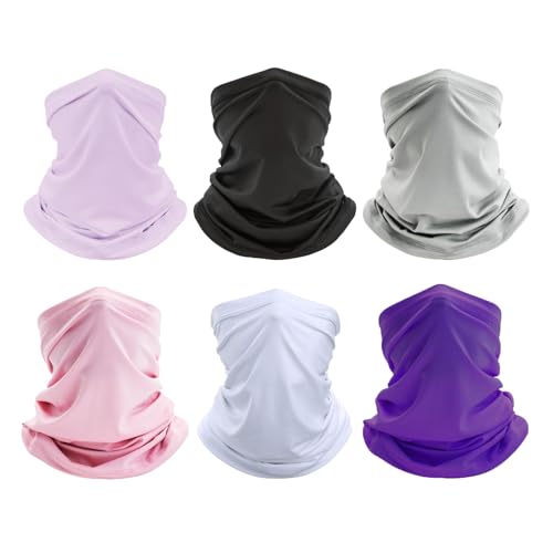 Neck Gaiter Bandana Face Mask: 6 Pack Cooling Gator Mask Ski Neck Scarf Breathable Face Cover Balaclava - color: Multicolor Bright 6pack