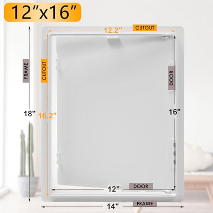 Suteck Plumbing Access Panel for Drywall Ceiling 12 x 16 Inch Reinforced Plastic Wall Access Doors Removable Hinged White - size: 12x16 inch