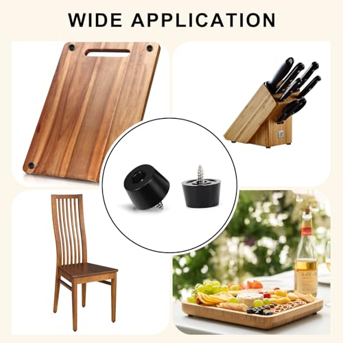 12Pack Rubber Feet for Cutting Board with Stainless Screws, Non Slip Pads for Furniture, Cutting Board Anti Slip Pads (Black)