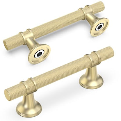 10 Pack 3 Inch Cabinet Pulls knurled Brushed Gold Kitchen Cabinet Handles Aluminum and Zinc Alloy Drawer Pulls Solid Cabinet Hardware - color: Brushed Gold Knurled, size: 3'' Hole Center(76mm)