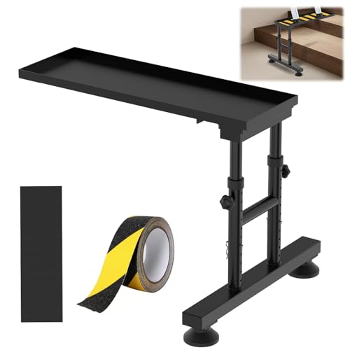 Adjustable Ladder Extender for Stairs, Metal Ladder Extender Stabilizer with Non-Slip Pad & Rubber Feet, Leveler for Straight/Extension/Telescope Ladders(550LBS Capacity, 15.9" to 23.8"H Adjustable) - color: Black