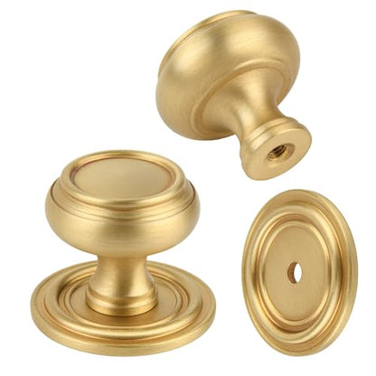5 Pack Brushed Gold Solid Brass Kitchen Cabinet Knobs, Drawer Pulls, 1.18 Inch 30mm Diameter, Modern Furniture Handles for Cupboard Wardrobe(Antique) - style: Gold