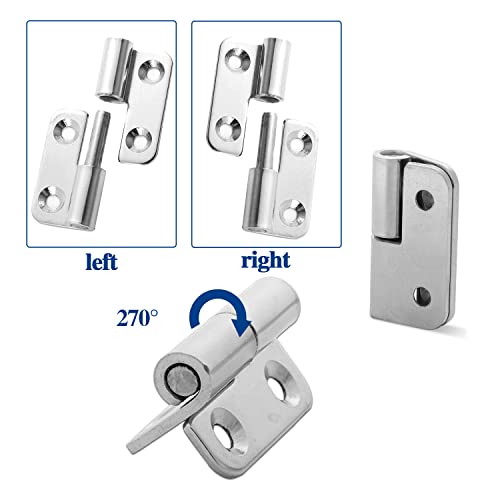 Slip Joint 1.5" Stainless Steel Lift-Off Hinges, Detachable & Removable, Left & Right Handed