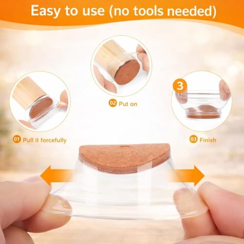 Chair Leg Floor Protectors 24 Pack – Silicone Furniture Leg Caps with Felt Bottom, Non-Slip Floor Protectors for Hardwood Floors, Anti-Scratch & Noise Reducing Covers