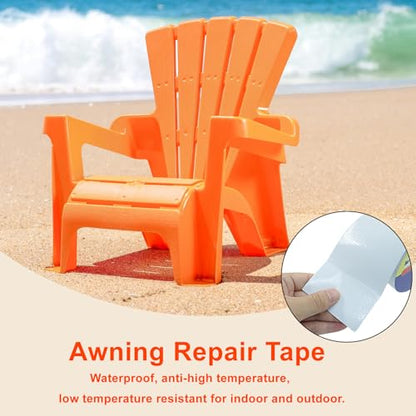 Waterproof Repair Tape, UV-Proof Multi-Surface Instant Seal Patch Repair for RV Awning, Boat Cover, Tent, Tarp & Canvas (3 Inch x 24.6FT, White) - color: White