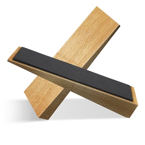 2 Pack Wooden Door Stop - Non-Slip Door Stoppers for Floor - Door Wedges for All Door Types and Surfaces - Each Door Stopper 0.6inch Thick, 4.7inch Long with Rubber - size: Thin triangle
