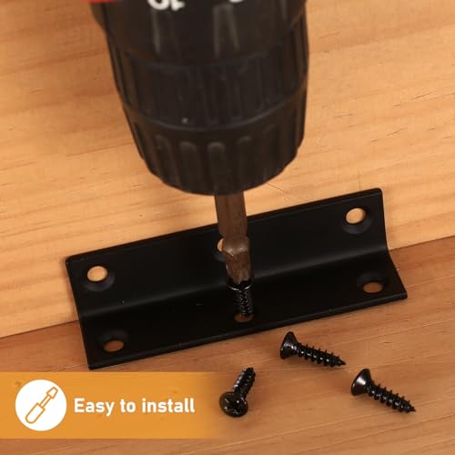 L Brackets, 10pcs Corner Braces Heavy Duty, Black L Shaped Shelf Brackets, Right Angle Corner Brackets, Allot Steel Metal Braces Brackets for Wood Furniture Cabinet Shelf - 3.15x0.78x0.78 - size: 80x20x20mm