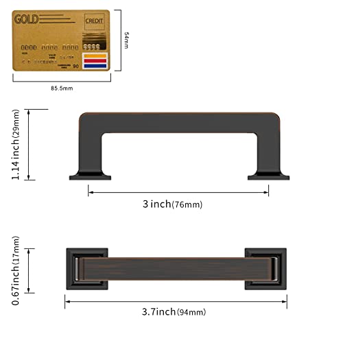 Amerdeco 10 Pack Oil Rubbed Bronze Cabinet Pulls 3 Inch(76MM) Hole Centers Kitchen Cabinet Hardware Cupboard Handles Drawer Pulls ZH0019 - color: Oil Rubbed Bronze, size: 3"/76mm Hole Center