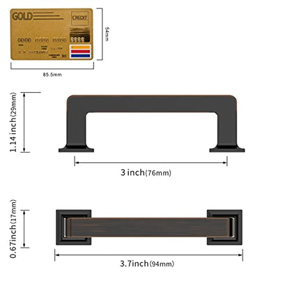 Amerdeco 10 Pack Oil Rubbed Bronze Cabinet Pulls 3 Inch(76MM) Hole Centers Kitchen Cabinet Hardware Cupboard Handles Drawer Pulls ZH0019 - color: Oil Rubbed Bronze, size: 3"/76mm Hole Center