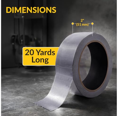 Brixwell Duct Tape Heavy Duty 2 Inch x 20 Yards Gray, Waterproof Adhesive Roll with Reinforced Cotton Mesh Backing, Professional Grade for Indoor Outdoor Repairs, Sealing, Bundling, Packaging Use - size: 2" x 20 yards