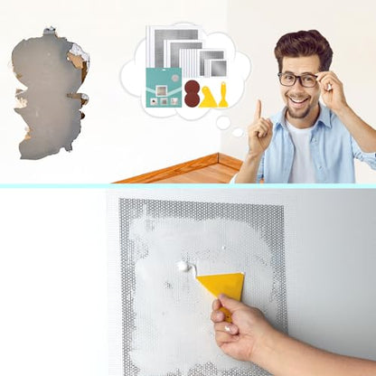 16Pcs Drywall Repair Kit, 2/4/6/8in Self-Adhesive Drywall Patch Kit with Sandpapers & Scrapers, Wall Repair Patches for Small Big Holes & Cracks, Quick Fix for Ceiling Bathroom Wall Damage - size: 16Pcs