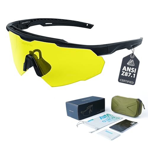 Shooting Glasses Anti Fog with High Definition Lenses, ANSI Z87+ Certified Tactical Safety Glasses for Men Women - color: A3-yellow