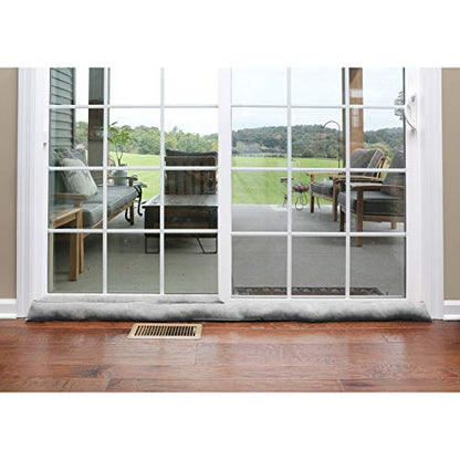 HOME DISTRICT Sliding Door Draft Stopper - Gray Glass Door Draft Blocker, Patio Under Door Draft Stopper, Noise Blocker Approx. 71" Long