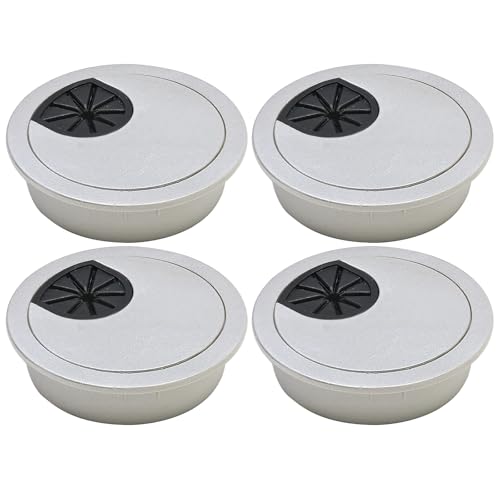 Desk Grommet 2-1/16" (53 mm), Desk Cord Hole Cover, Cable Grommet ABS Plastic, Desk Hole Grommet for Office and Home Table Cable, Detachable Cable Cord Organizer (Silver Sand 4 Pcs) - size: 2-1/16" (53 mm), style: 4 pcs Silver Sand