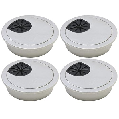 Desk Grommet 2" (50 mm), Desk Cord Hole Cover, Cable Grommet ABS Plastic, Desk Hole Grommet for Office and Home Table Cable, Detachable Cable Cord Organizer (Silver Sand 4 Pcs) - size: 2" (50 mm), style: 4 pcs Silver Sand