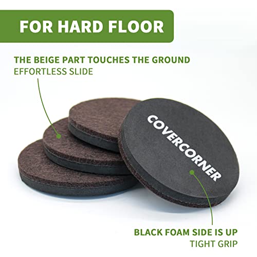 Felt Furniture Sliders for Hardwood Floors 8 PCS - 3 1/2 inch Furniture Moving Slider – Heavy Duty Felt Movers Sliders Chair Legs Floors Protectors (for Hardwood Floors) Brown - size: 8 PCS 3 1/2" Brown